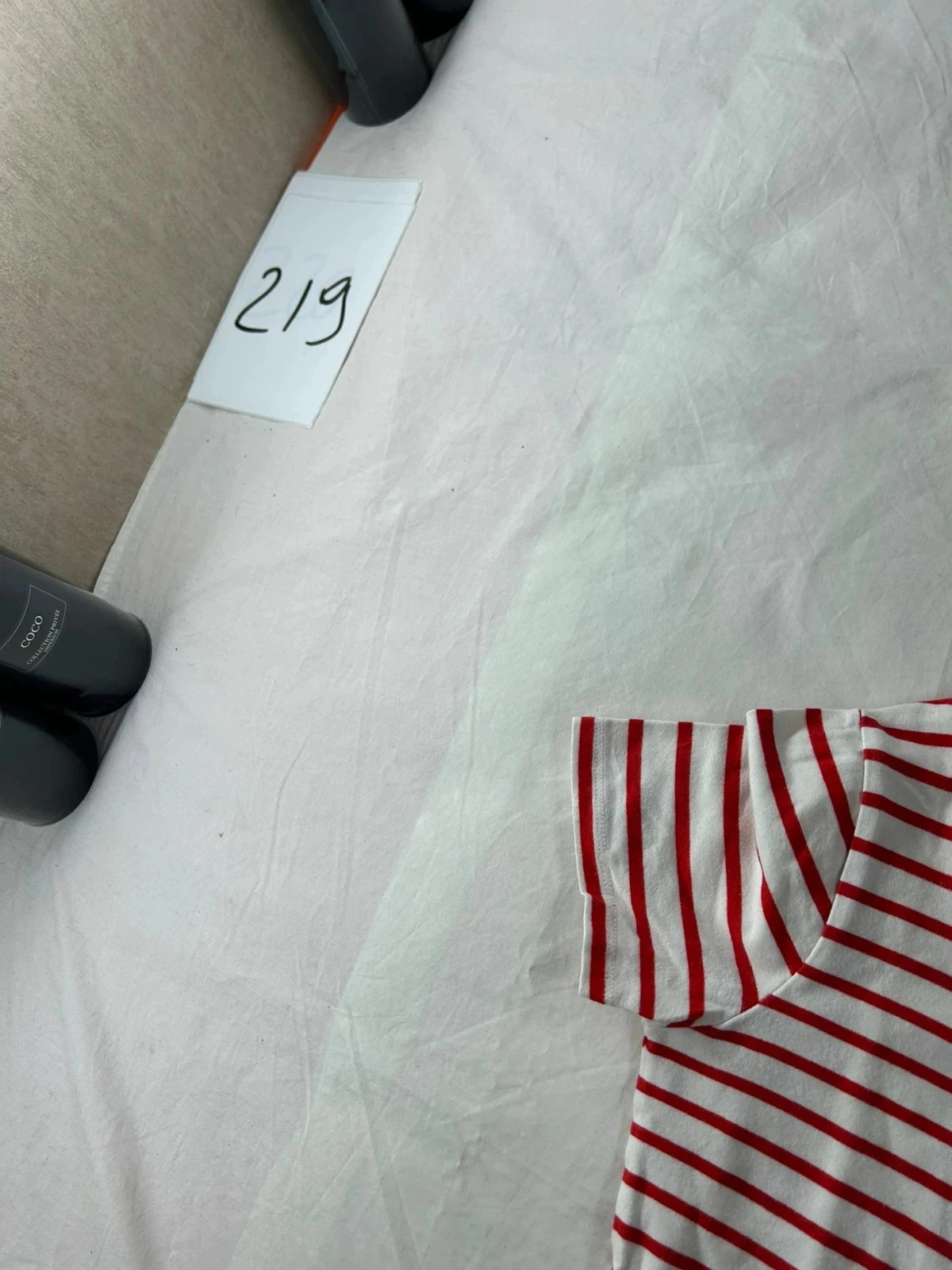 Camiseta a rayas rojas y blancas de manga corta talla L para mujer – photo 4